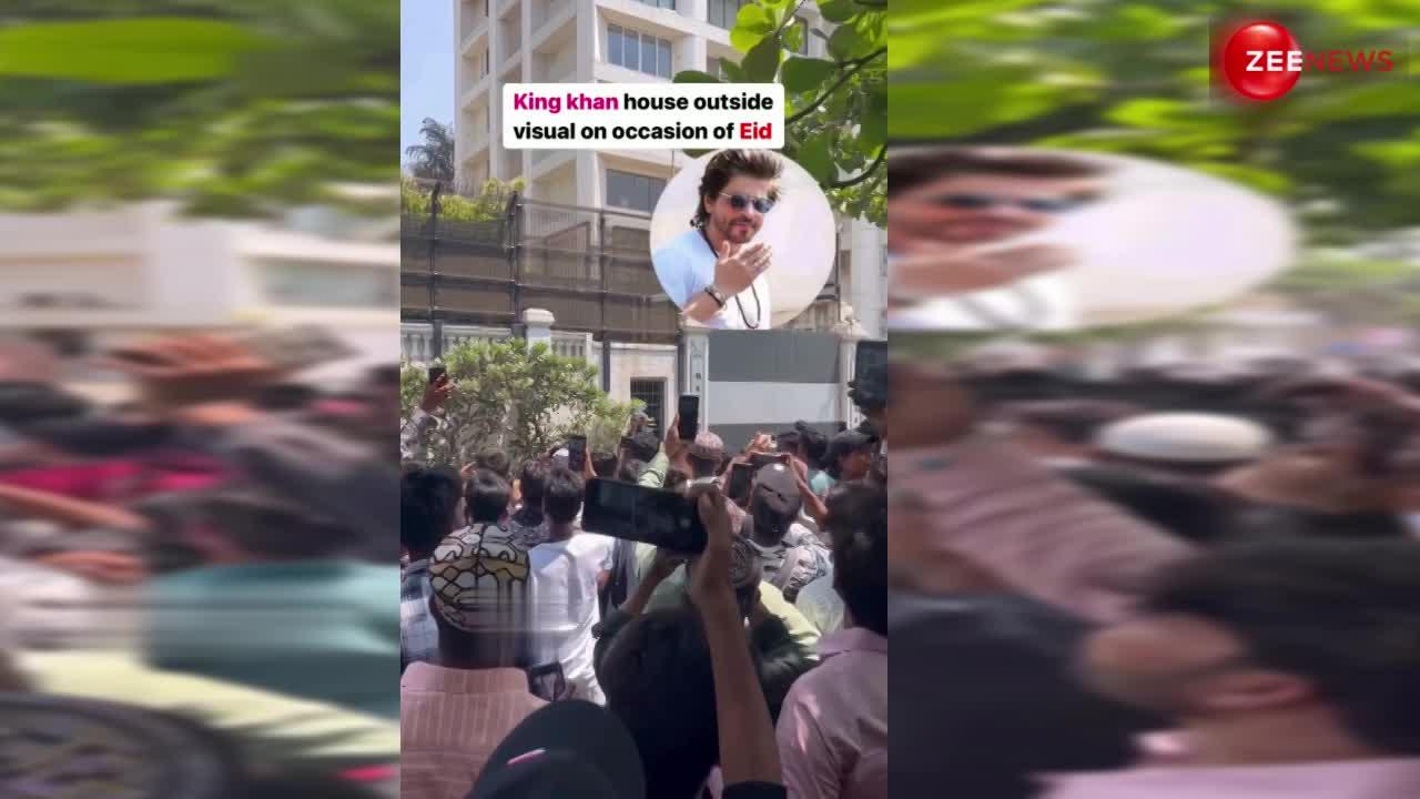 मन्नत के बाहर दिखा ईद का जश्न, SRK की एक झलक के लिए उमड़ी फैंस की भीड़