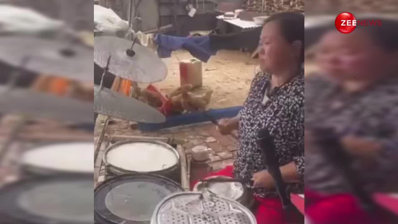 महिला ने घर के बर्तन से बनाया ड्रम सेट, देसी जुगाड़ ने इंटरनेट पर मचाया बवाल