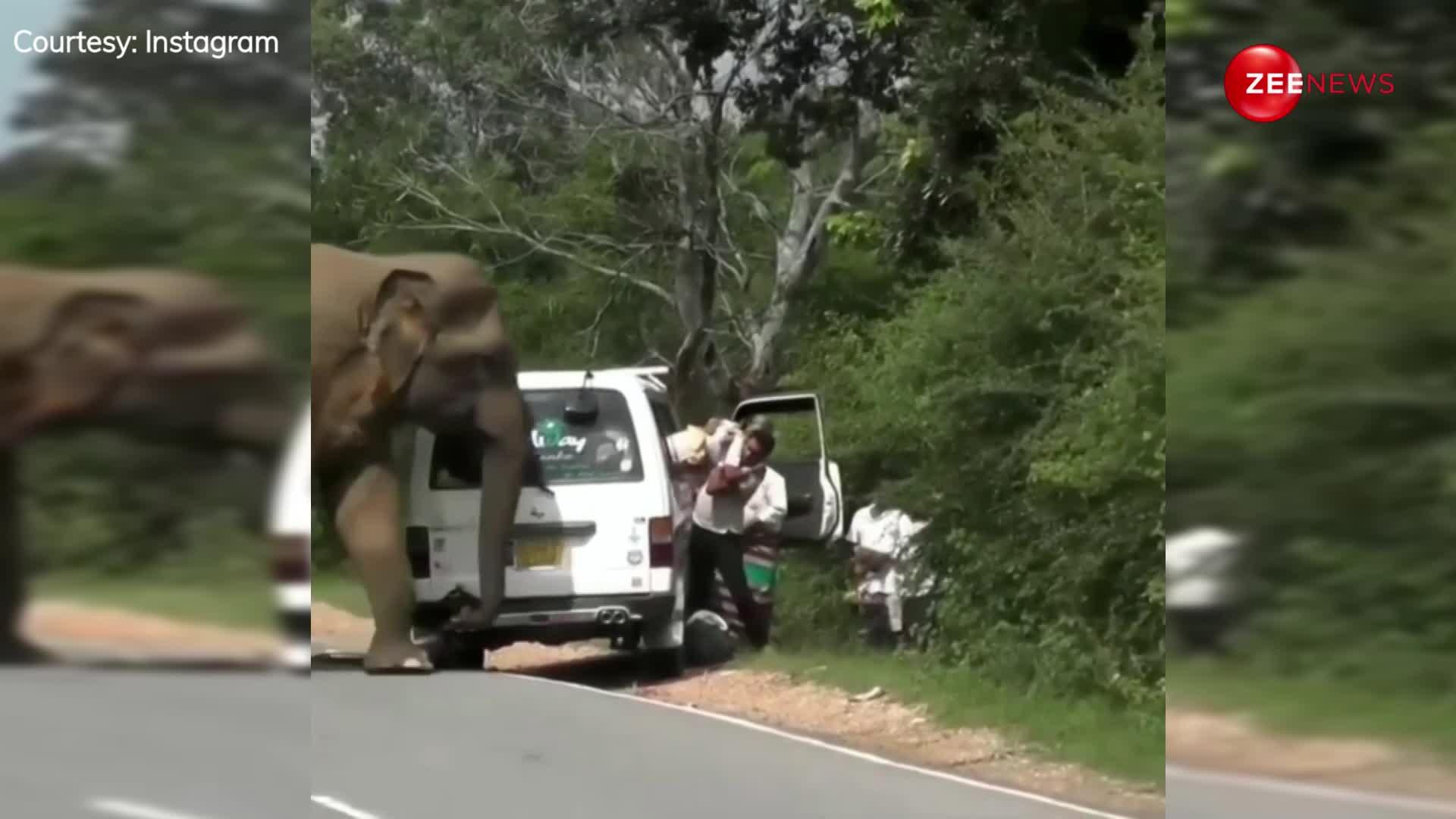 वैन पर हमला करने वाले खूंखार हाथी का खौफनाक वीडियो वायरल, गाड़ी की खिड़की से निकल कर लोगों ने बचाई जान