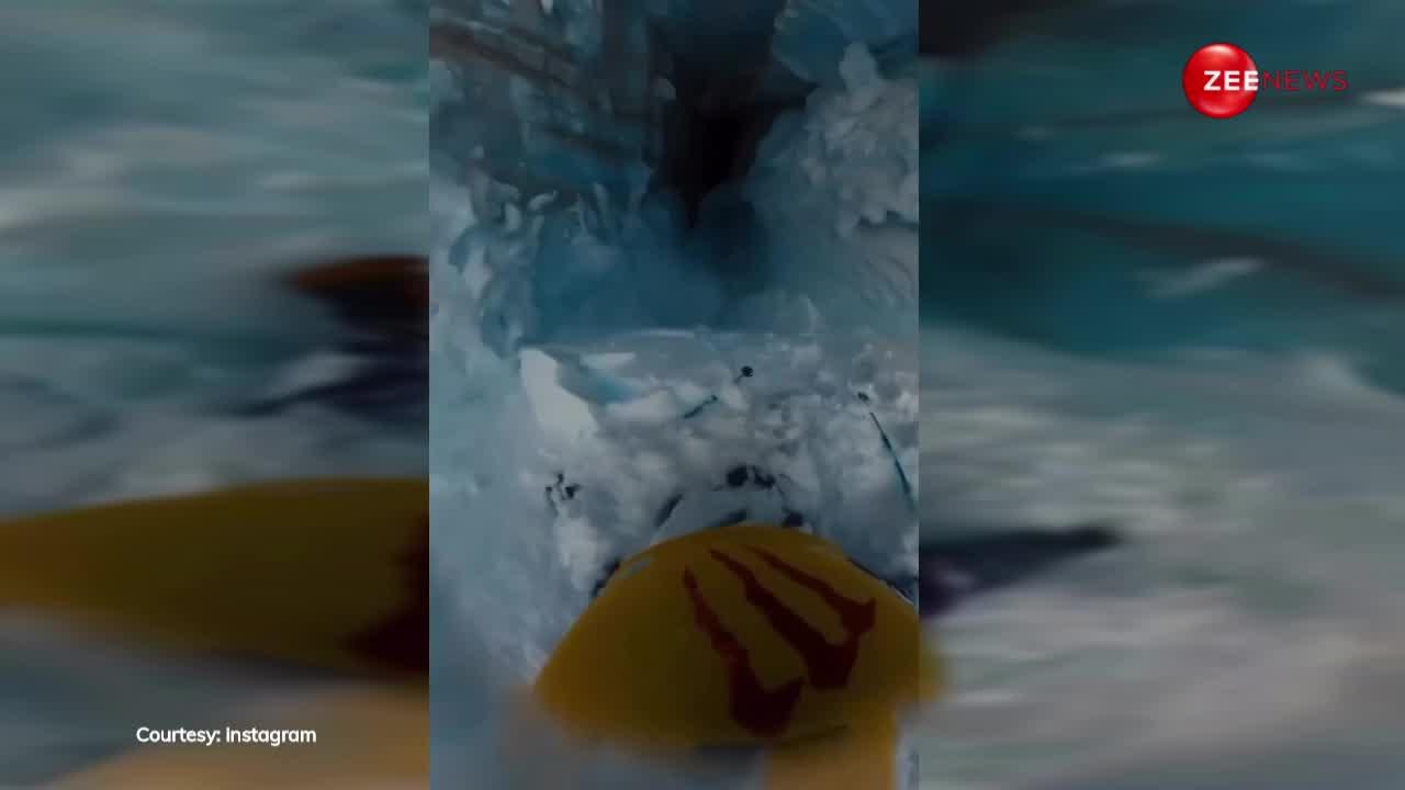 स्कीइंग करते हुए कई मीटर गहरे ग्लेशियर में गिरा शख्स, अंदर का भयानक नजारा कैमरे हुआ कैद; देखें वीडियो