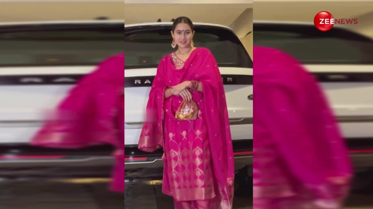 Sara Ali Khan पिंक सूट में लगीं बिल्कुल अप्सरा, हाथ में था कुछ ऐसा देखते रह गए लोग