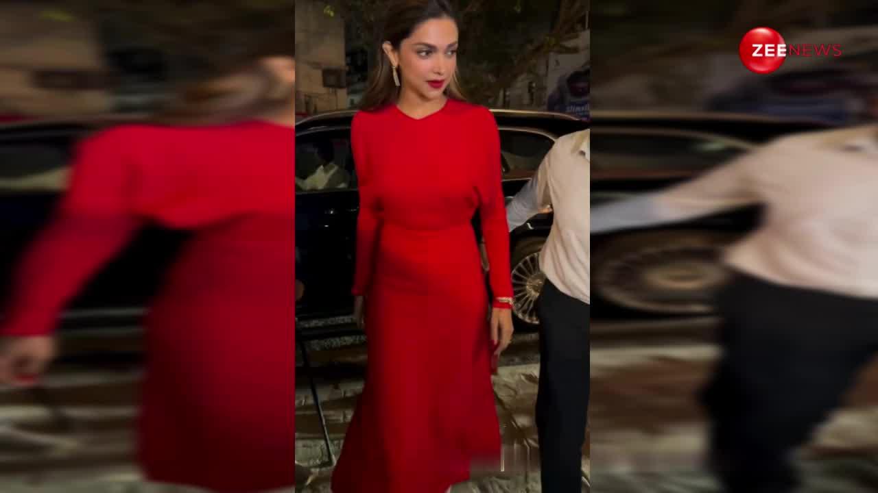 Deepika Padukone ने रेड ड्रेस में ढाया हुस्न का कहर, ऊपर से नीचे तक टिप-टॉप बनकर घर से निकलीं