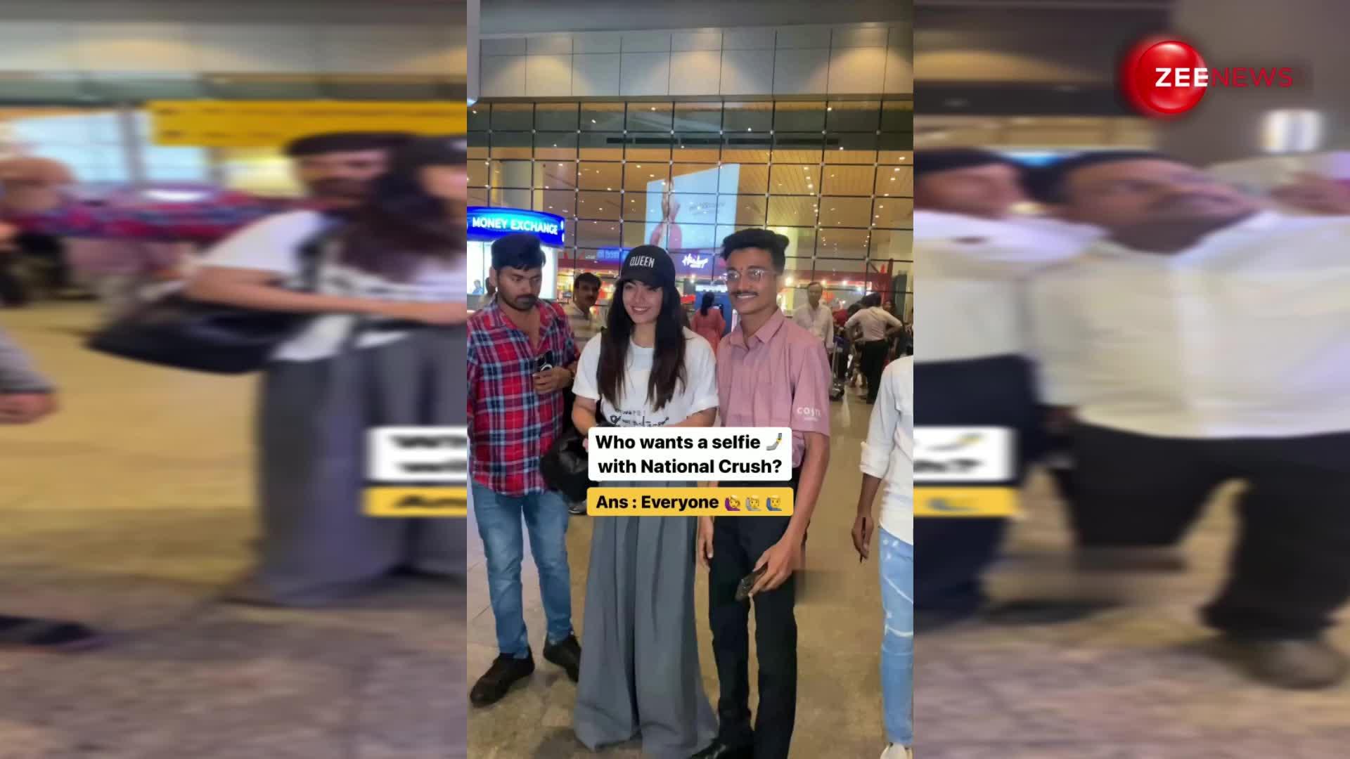एयरपोर्ट पर बेहद कूल लुक में स्पॉट हुईं Rashmika Mandanna, एक्ट्रेस को देख लग गया लोगों का जमावड़ा