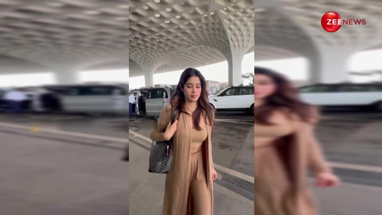 Janhvi Kapoor ने एयरपोर्ट पर मारी बिंदास अंदाज में धांसू एंट्री, बस एक ही जगह टिक गई फैंस की नजर